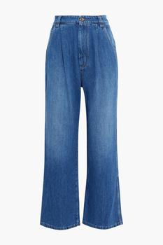 Brunello Cucinelli海淘, Brunello Cucinelli | Bead-embellished pleated high-rise wide-leg jeans商品图片 2.9折