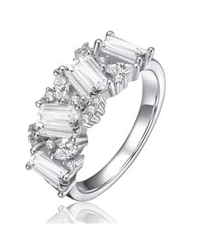 Genevive | Sterling Silver Cubic Zirconia Radiant Cluster Ring,商家Macy's,价格¥250