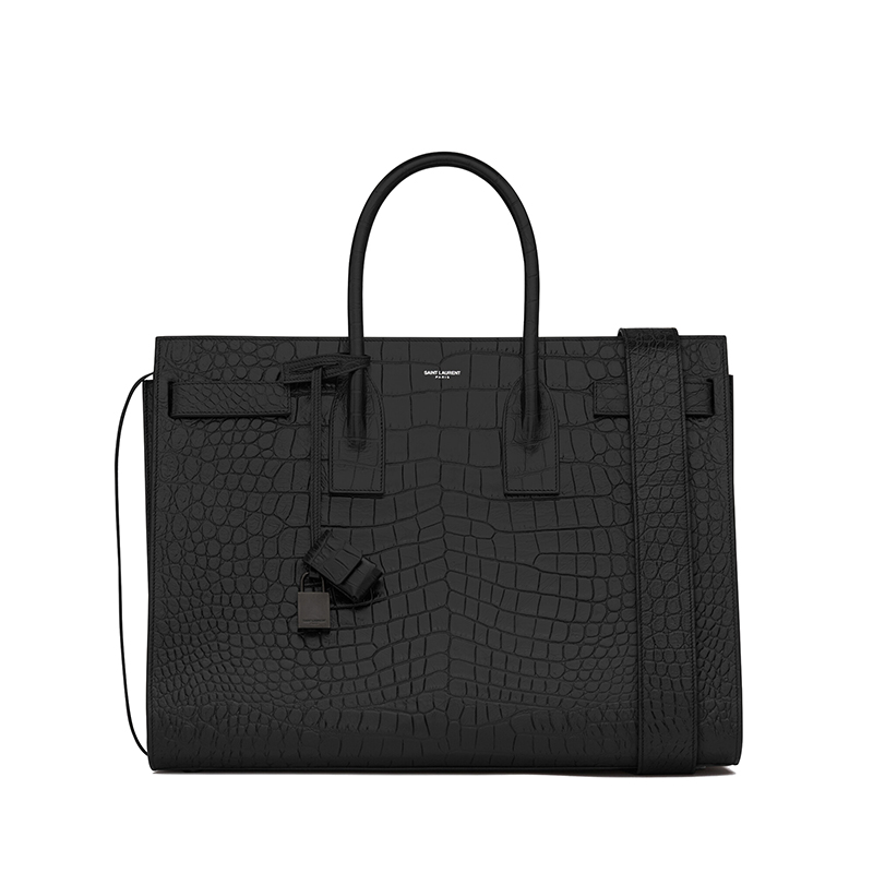 圣罗兰反转巴黎手提包, Yves Saint Laurent | SAINT LAURENT PARIS/圣罗兰 YSL 男士大号黑色小牛皮鳄鱼压纹锁头日用手提斜挎单肩包441571CS38U1000商品图片 7.4折×额外9.5折, 包邮包税, 额外九五折