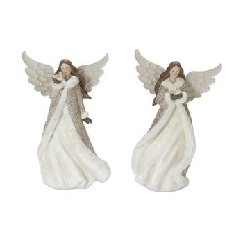 Melrose International | Winter Angel Figurine with Bird Accent (Set of 2) - Champagne; Brown,商家Premium Outlets,价格¥829