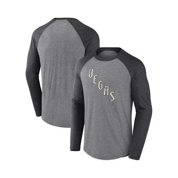 Fanatics | Men's Branded Heather Gray, Black Vegas Golden Knights Special Edition 2.0 Long Sleeve Raglan T-shirt商品图片,