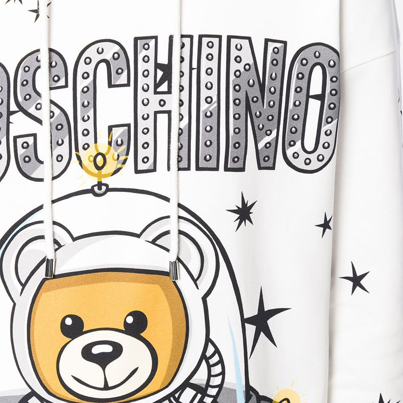 Moschino | Moschino 莫斯奇诺 女士白色宇宙飞船玤泰迪熊长版连帽卫衣 DV0448-5426-1002商品图片,5.7折, 独家减免邮费