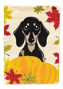 Caroline's Treasures | 11 x 15 1/2 in. Polyester Smooth Black and Tan Dachshund Thanksgiving Garden Flag 2-Sided 2-Ply商品图片,