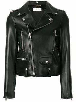 圣罗兰皮衣, Yves Saint Laurent | Saint Laurent Women's Black Leather Outerwear Jacket商品图片 