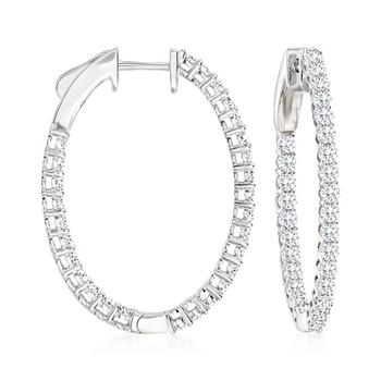 商品Ross-Simons Diamond Inside-Outside Hoop Earrings in 14kt White Gold图片