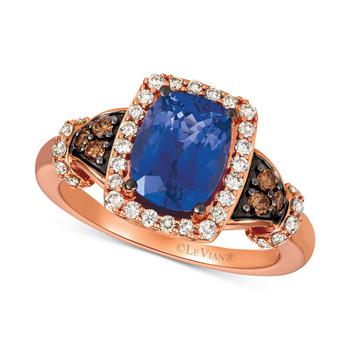 商品Blueberry Tanzanite® (2 ct. t.w.), Nude Diamonds™ (1/3 ct. t.w.) & Chocolate Diamonds® (1/8 ct. t.w.) Ring Set in 14k Rose Gold,商家Macy's,价格¥39052图片