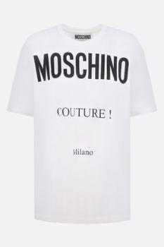 Moschino | MOSCHINO 女士白色棉质黑色字母LOGO印花圆领短袖T恤 A0717-0541-1001商品图片,满$100享9.5折, 满折