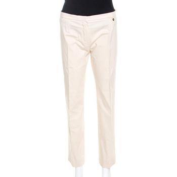 lv女装, [二手商品] Louis Vuitton | Louis Vuitton Beige Stretch Cotton Straight Fit Trousers M商品图片 3.6折