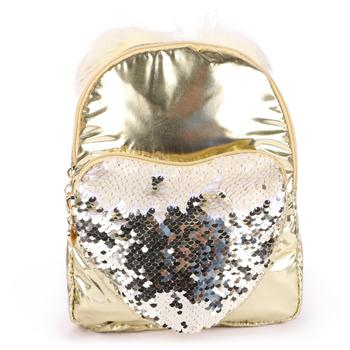 商品Sequined heart backpack in gold,商家BAMBINIFASHION,价格¥132图片
