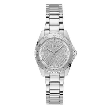GUESS | Women's Quartz Silver-Tone Stainless Steel Bracelet Watch 33mm商品图片,8折×额外7.5折, 额外七五折