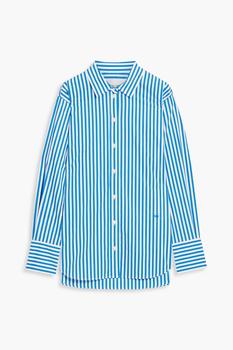 FRAME | Oversized striped cotton-poplin shirt商品图片,4.4折