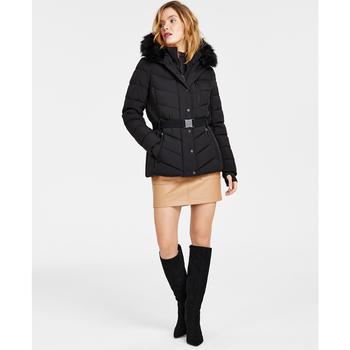 Michael Kors | Women's Faux-Fur-Trim Hooded Puffer Coat, Created for Macy's商品图片,3.9折