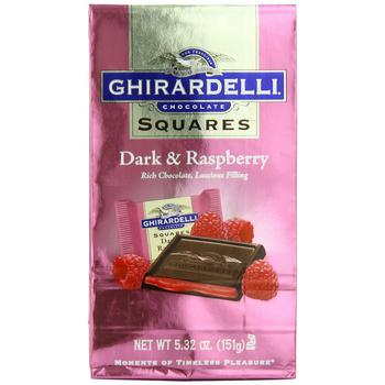 商品Ghirardelli Chocolate Squares, Dark & Raspberry Filled, 5.32-Ounce Packages (Pack of 6)图片