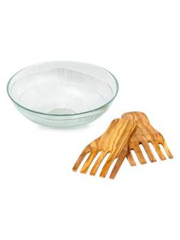商品French Home | 3-Piece Birch Salad Bowl & Olivewood Server Set,商家Saks OFF 5TH,价格¥378图片