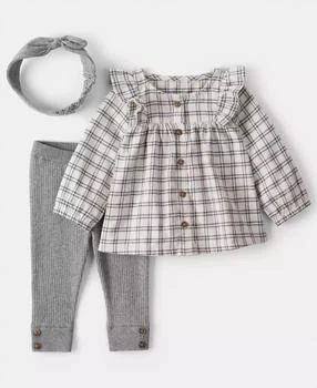 Carter's | Baby Girls 3-Piece Plaid Top, Pants and Headband Set,商家Macy's,价格¥106