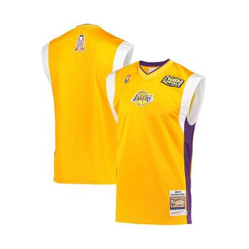 lakers评价, Mitchell & Ness | Men's Gold Los Angeles Lakers 2002 NBA Finals Hardwood Classics On-Court Authentic Sleeveless Shooting Shirt商品图片 