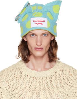 Charles Jeffrey Loverboy | SSENSE Exclusive Blue & Green Punk Ears Beanie商品图片,独家减免邮费