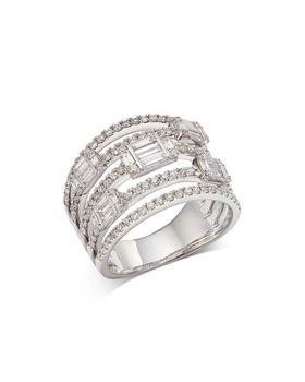 商品Bloomingdale's | Diamond Round & Emerald Cut Multirow Ring in 14K White Gold, 1.30 ct. t.w. - 100% Exclusive,商家Bloomingdale's,价格¥73814图片