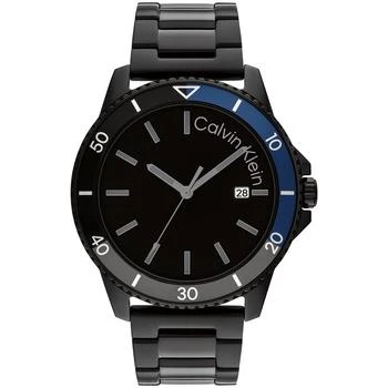Calvin Klein | Men's Three Hand Black Stainless Steel Bracelet Watch 44mm 