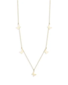 Moon & Meadow | 14K Yellow Gold Butterfly Charm Collar Necklace, 16",商家Bloomingdale's,价格¥2974