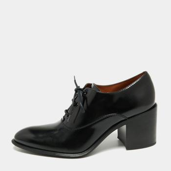 celine鞋, Celine | Celine Black Glossy Leather Lace Up Heel Derby Size 41商品图片 8.6折, 满1件减$100, 满减