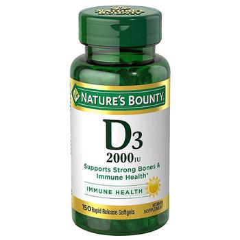 商品Nature's Bounty | Super Strength Vitamin D3 2000 IU Dietary Supplement Softgels,商家Walgreens,价格¥136图片