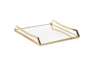 商品Classic Touch Decor | Square Mirror Tray with Gold Handles - 15.75"L,商家Premium Outlets,价格¥843图片