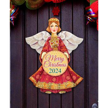 商品2024 Dated Merry Christmas Wooden Door Decor Wooden Wall Decor G. DeBrekht图片