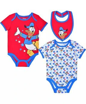 Children's Apparel Network | Baby Boys and Girls Donald Duck Red, White Mickey & Friends Bodysuit & Bib Three-Pack Set,商家Macy's,�价格¥165