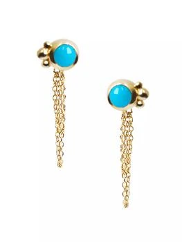 Anzie | Dew Drop Bonheur 14K Yellow Gold & Turquoise Chain Earrings,商家Saks Fifth Avenue,价格¥6377