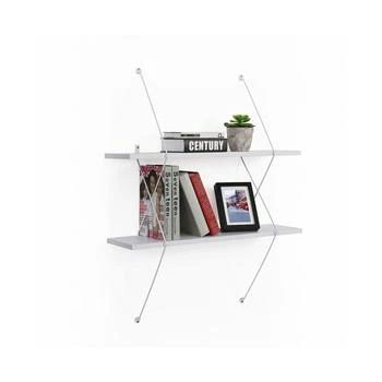 Danya B | Contemporary Two Level White Shelving System with Wire Brackets,商家Macy's,价格¥1004