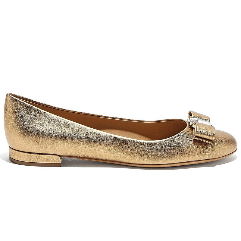 牛皮菲拉格慕皮带, Salvatore Ferragamo | SALVATORE FERRAGAMO 女士金色牛皮蝴蝶结嵌钻平底鞋 0695356商品图片 独家减免邮费