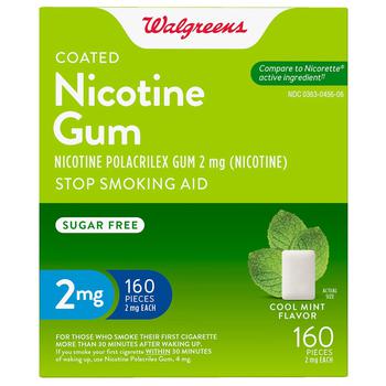 商品Walgreens | Nicotine Polacrilex Coated Gum 2 mg, Stop Smoking Aid Mint,商家Walgreens,价格¥335图片