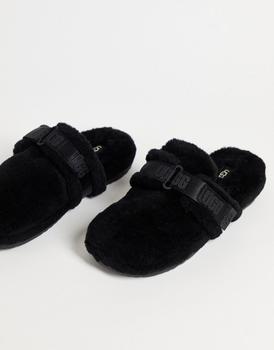 推荐Ugg fluff it sheepskin slippers in black商品
