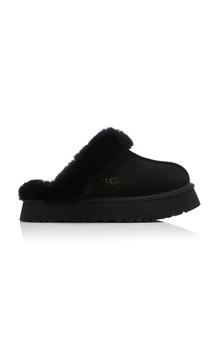 推荐UGG - Women's Disquette Sheepskin-Lined Suede Platform Slippers - Black - US 5 - Moda Operandi商品