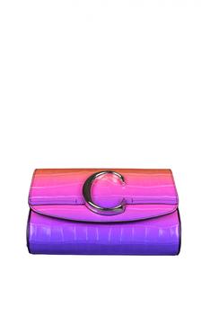 推荐Luxury Belt Bag   Chloé C Belt Bag In Orange And Purple Crocodile Embossed Leather商品
