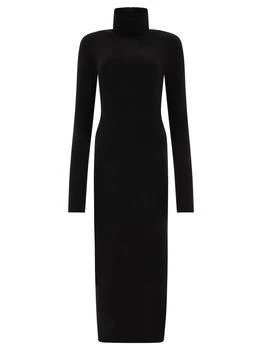 Norma Kamali | Turtleneck Side Slit Gown Dresses Black,商家Wanan Luxury,价格¥988