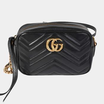 推荐Gucci Black Matelasse Leather GG Marmont Mini Shoulder Bag商品