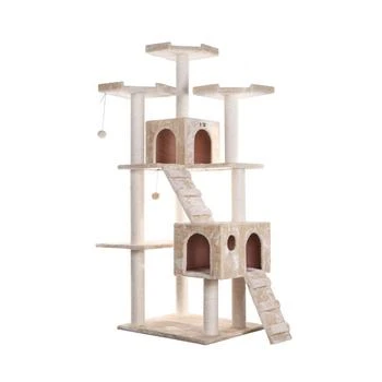 Macy's | 74" Multi-Level Real Wood Cat Tree With Scratching Posts,商家Macy's,价格¥2769