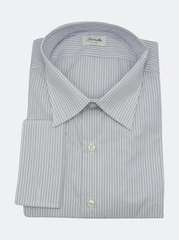 汉密尔顿是什么牌子, Hamilton | Hamilton Men's Blue / Grey White Stripe Dress Shirt Casual Button-Down商品图片 