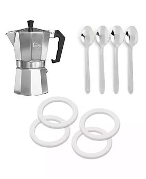 FINO | Stovetop Espresso Coffee Maker (Brews 6-Servings) with 4 Demi Spoons and 4 Exact Replacement Silicone Gaskets,商家Macy's,价格¥412