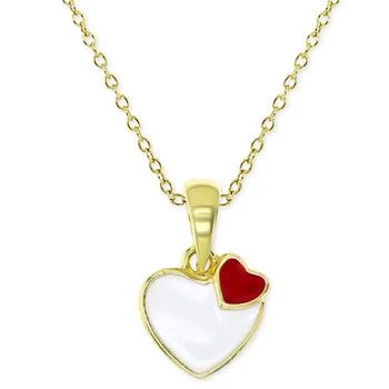 Macy's | Enamel Double Heart 18" Pendant Necklace in 14k Gold-Plated Sterling Silver,商家Macy's,价格¥447