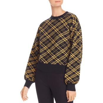 推荐Aqua Womens Plaid Cropped Sweater商品