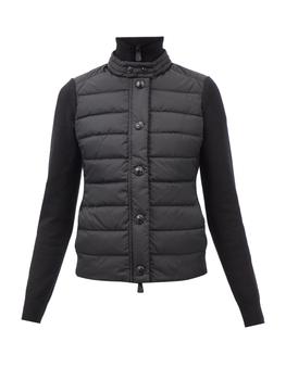 推荐High-neck quilted-front wool-blend knit jacket商品