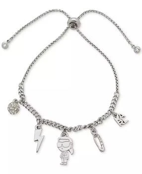 Karl Lagerfeld Paris | Silver-Tone Crystal Multi-Charm Bolo Bracelet,商家Macy's,价格¥232