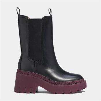 coach鞋, Coach | Coach Women's Alexa Leather Chelsea Boots - Black/Deep Berry商品图片 