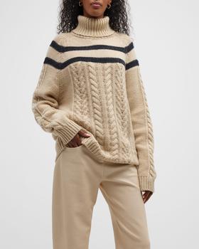 女士盟可睐, Moncler | Cashmere Stripe Turtleneck Sweater商品图片 