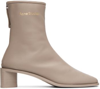 Acne Studios | Taupe Branded Ankle Boots商品图片,