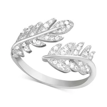 Essentials | Cubic Zirconia Leaf Open Silver Plate Ring 2.5折