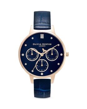 Olivia Burton | Multifunction Leather Strap Chronograph Watch, 34mm商品图片,7.5折, 独家减免邮费